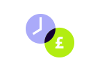 Time and British pound icon