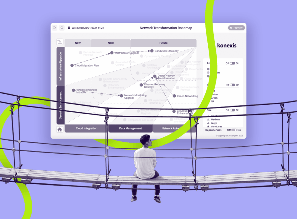 man on bridge viewing a business roadmap
